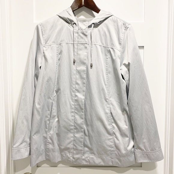 J. Jill Hooded Gray Silver Full Zip Lined Jacket - Picture 1 of 10